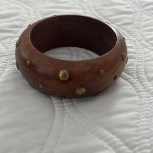 Wooden Bangle with Brass Accents
